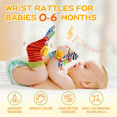 BABY WRIST RATTLE FOOT FINDER SOCKS SET