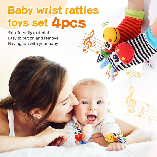 BABY WRIST RATTLE FOOT FINDER SOCKS SET