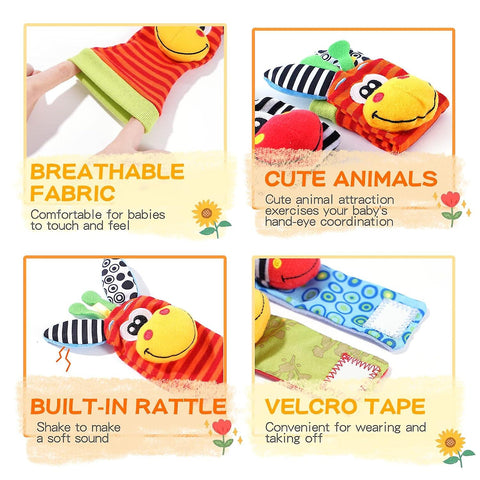 BABY WRIST RATTLE FOOT FINDER SOCKS SET