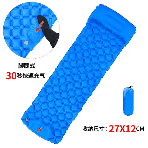 Camping Tent Air Mattress Ultralight One Person Moisture-Proof Pump Built In Air Mat Tent Sleeping Pad With Pillow