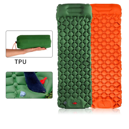 Camping Tent Air Mattress Ultralight One Person Moisture-Proof Pump Built In Air Mat Tent Sleeping Pad With Pillow