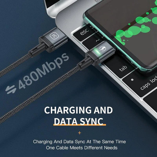 KUULAA LED MAGNETIC USB CABLE 3A FAST CHARGER
