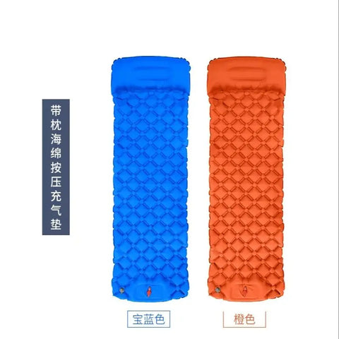 Camping Tent Air Mattress Ultralight One Person Moisture-Proof Pump Built In Air Mat Tent Sleeping Pad With Pillow