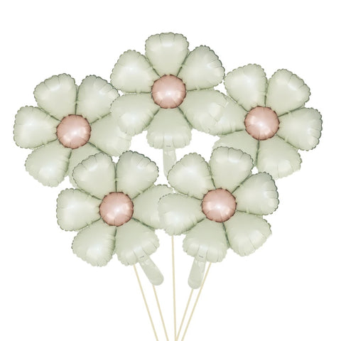5pcs Matte Candy Daisy Foil Balloons – Sunflower Aluminum Balloons Set