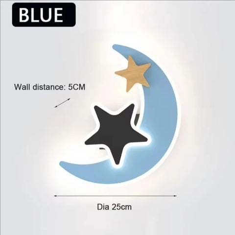 Cartoon LED Rocket Wall Lamp – Modern Moon & Star Light for Kids Room