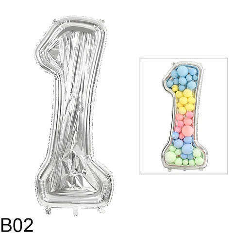 65-Inch Large Foil Number Balloon DIY Filling Frame