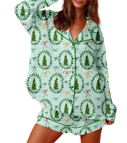 Women Christmas Pajamas Long Sleeve Set