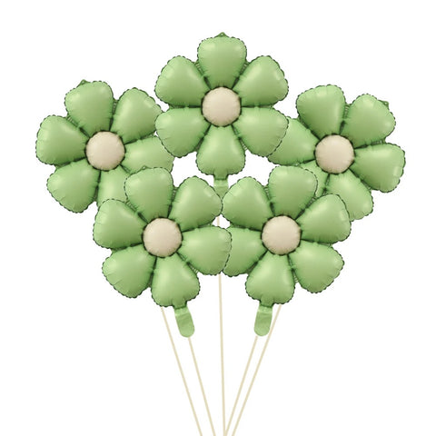5pcs Matte Candy Daisy Foil Balloons – Sunflower Aluminum Balloons Set