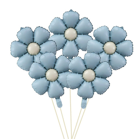5pcs Matte Candy Daisy Foil Balloons – Sunflower Aluminum Balloons Set