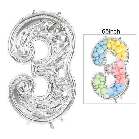 65-Inch Large Foil Number Balloon DIY Filling Frame