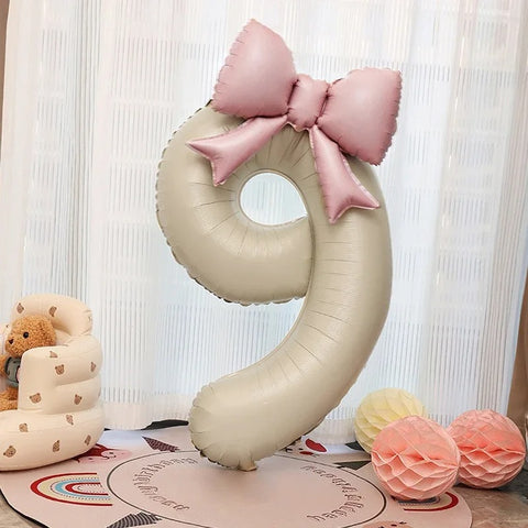 1pc Large Number Pink Foil Balloon with Bow