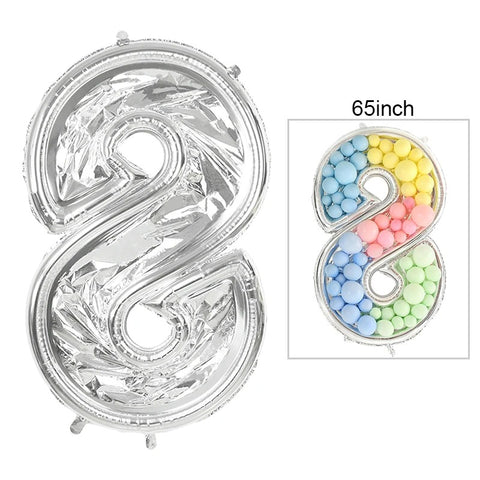 65-Inch Large Foil Number Balloon DIY Filling Frame