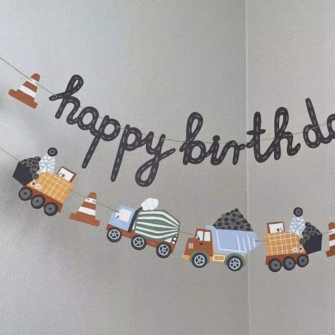 Car Themed Happy Birthday Party Banner