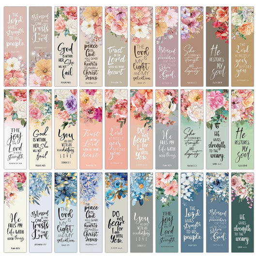 30 Floral Inspirational Bible Verse Bookmarks