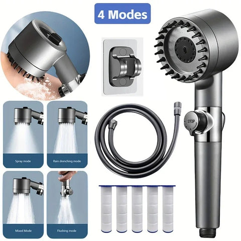 4-Mode High-Pressure Shower Head with Filter