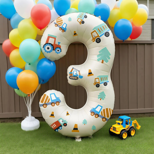 32in Foil Number Balloons with Construction Stickers