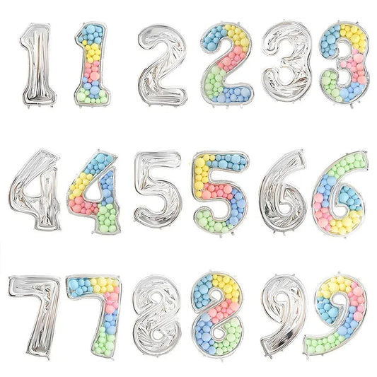 65-Inch Large Foil Number Balloon DIY Filling Frame
