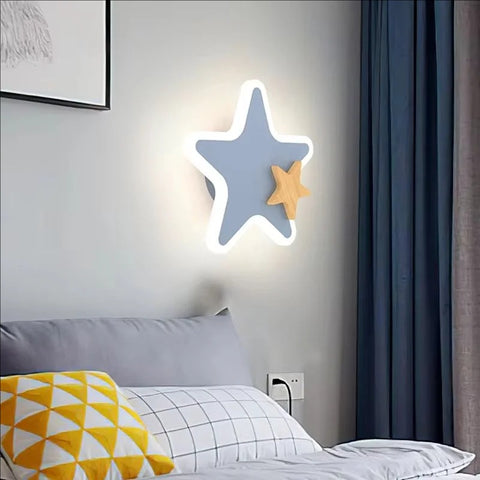 Cartoon LED Rocket Wall Lamp – Modern Moon & Star Light for Kids Room