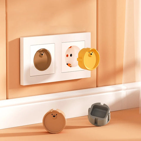 5Pcs White Bear Baby Safety Socket Protection Covers