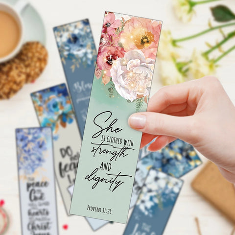 30 Floral Inspirational Bible Verse Bookmarks