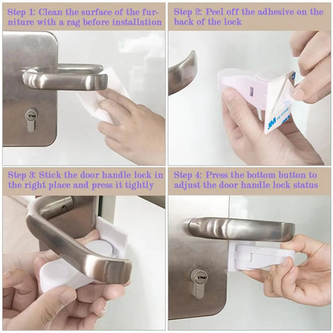 Baby Safety Door Handle Lock – Childproof Lever Lock with Adhesive