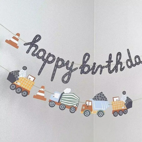 Car Themed Happy Birthday Party Banner