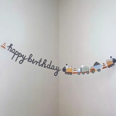 Car Themed Happy Birthday Party Banner
