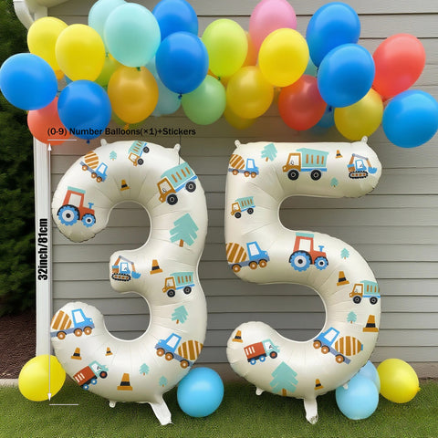 32in Foil Number Balloons with Construction Stickers