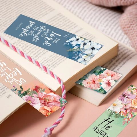 30 Floral Inspirational Bible Verse Bookmarks