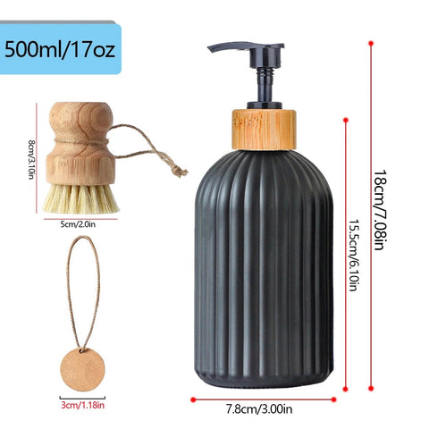 Lacquered Black Plastic Soap Dispenser Set