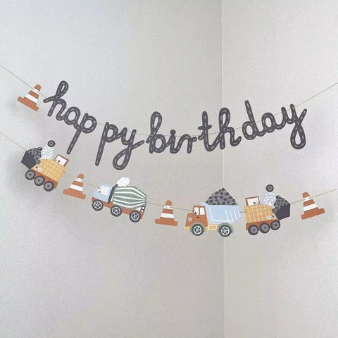 Car Themed Happy Birthday Party Banner