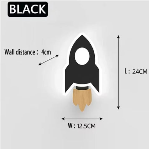 Cartoon LED Rocket Wall Lamp – Modern Moon & Star Light for Kids Room