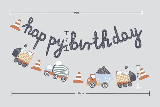 Car Themed Happy Birthday Party Banner