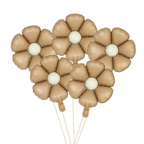 5pcs Matte Candy Daisy Foil Balloons – Sunflower Aluminum Balloons Set