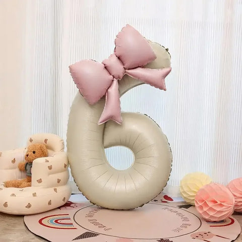 1pc Large Number Pink Foil Balloon with Bow