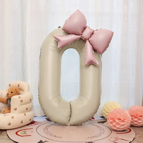 1pc Large Number Pink Foil Balloon with Bow