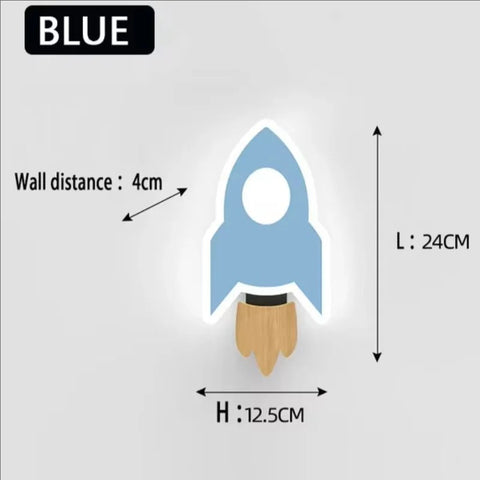 Cartoon LED Rocket Wall Lamp – Modern Moon & Star Light for Kids Room