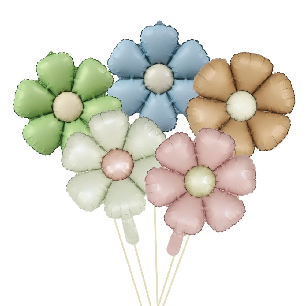 5pcs Matte Candy Daisy Foil Balloons – Sunflower Aluminum Balloons Set