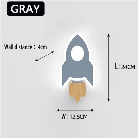 Cartoon LED Rocket Wall Lamp – Modern Moon & Star Light for Kids Room