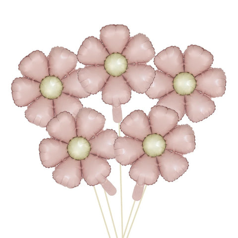 5pcs Matte Candy Daisy Foil Balloons – Sunflower Aluminum Balloons Set